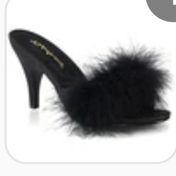 Pleaser Amour Shoes - Pleaser Amour-03, 3" Heels, Fluffy Mules Slip-On Heels,  Size6